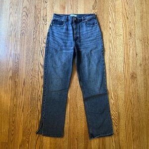 Abercrombie 90s Straight side slit Jeans in black curve love